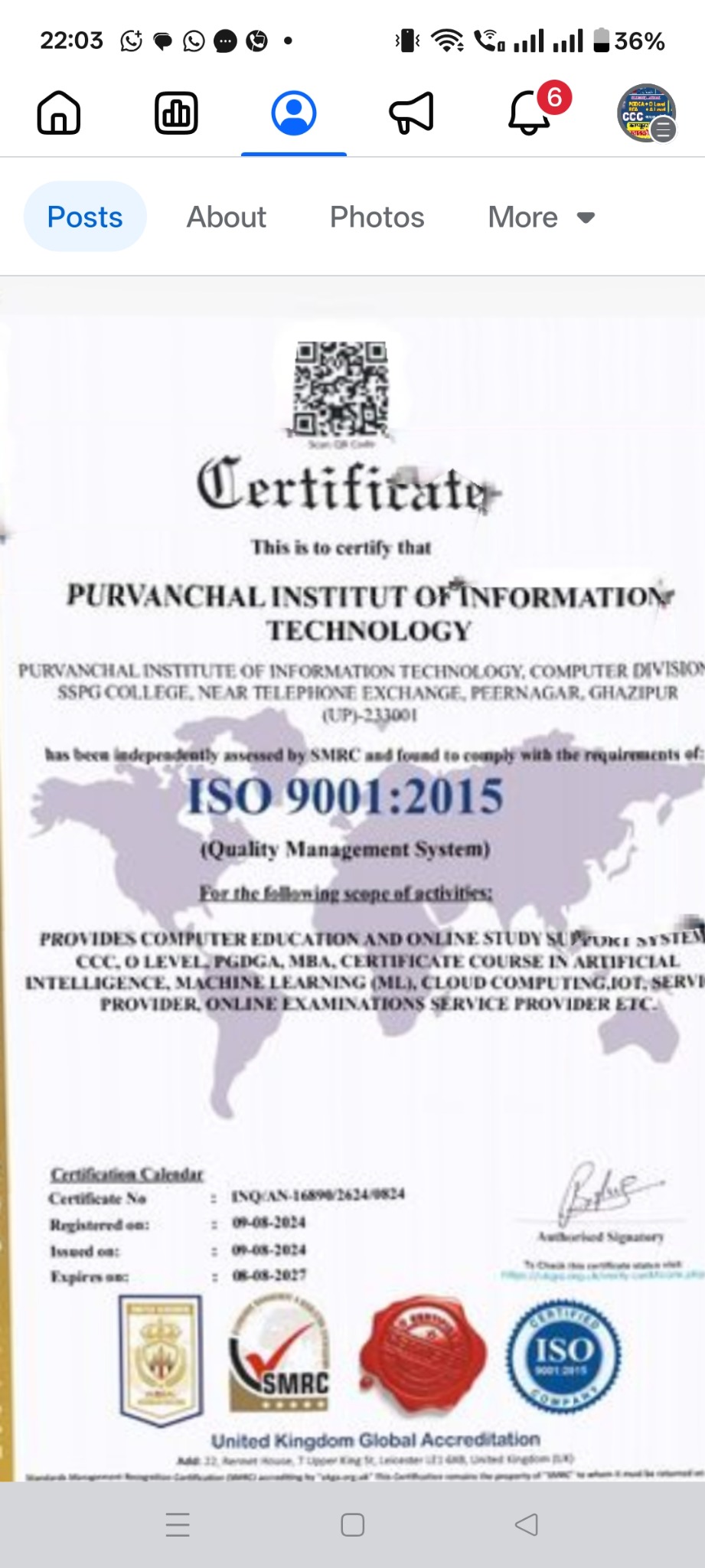 PIIT ISO 9001:2015 certificate